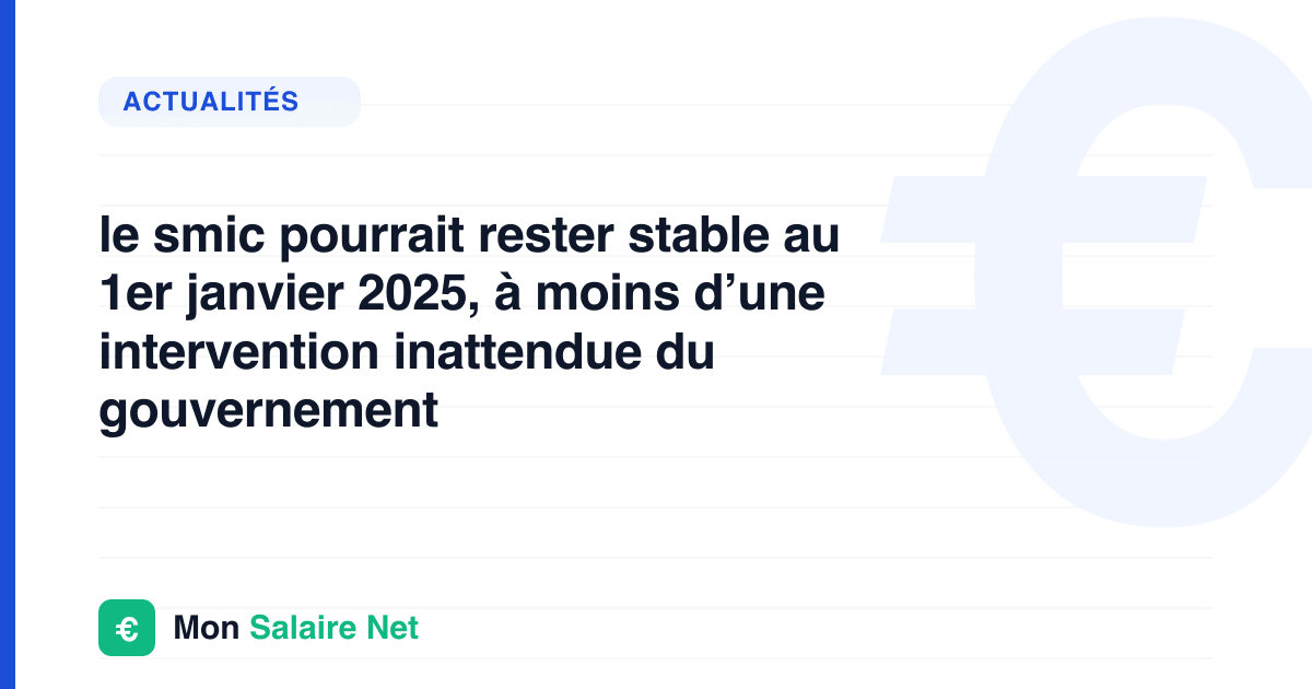 le smic pourrait rester stable au 1er janvier 2025, à moins d’une intervention inattendue du gouvernement