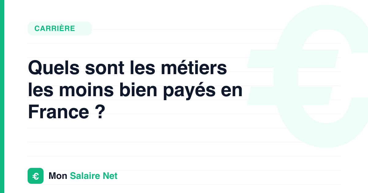 Quels sont les métiers les moins bien payés en France ?